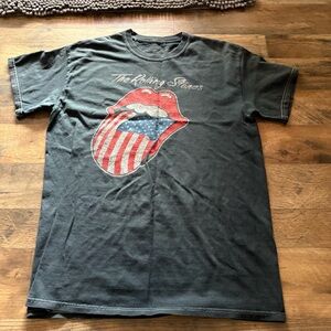The Rolling Stones Black Tee with Red and Blue Graphic